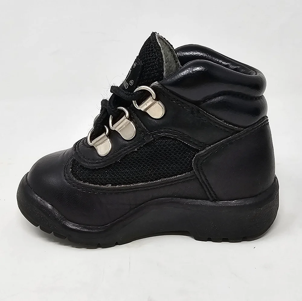 Timberland‎ Black Leather Field Hiking Work Boots 15806M Boys Toddler Size 5.5